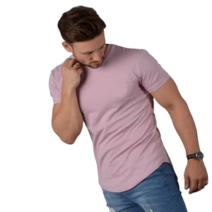 OEM Wholesale Men's Blank T-Shirt High <b>Elasticity</b> Cotton Crew Neck Gym T-Shirt Solid Color Mauve Streetwear Tee Custom Private - Product Image 2