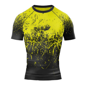 Camiseta de Artes Marciales Mixtas Personalizada por Sublimación, Unisex, Ajustada, de Secado Rápido, Duradera, Transpirable, Mezcla de Spandex/Poliéster, Azul y Blanco - Product Image 5