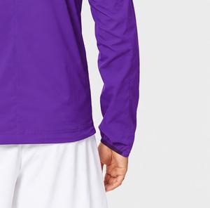 Unisex Purple Hooded Quarter-Zip Denim <b>Racer</b> <b>Jacket</b> Washed Quick Dry Breathable Polyester Winter Wear Regular Fit - Product Image 6