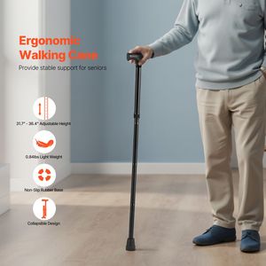 Bastone da Passeggio Pieghevole alla Moda per Uomini e Donne, Altezza Regolabile a 5 Livelli, Punte in Gomma Antiscivolo, Leggero e Portatile - Product Image 2