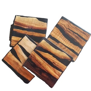 Sous-verres en résine époxy de style classique, nouveau design, bois d'acacia, thé, café, lait, tapis de cuisine anti-dérapants, 300 mm de diamètre, personnalisés - Product Image 1