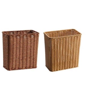 Rectangular Rattan Storage Basket Open Top Woven <b>Bin</b> for Household Indoor Use Simple Style Brown and Natural Color From India - Product Image 1