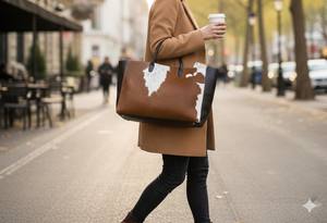 Bolso Tote Casual de Cuero Genuino Impermeable de Color Sólido con Cierre de Cremallera, Correa de Hombro Extraíble, Gran Capacidad, LTB-0503 - Product Image 2