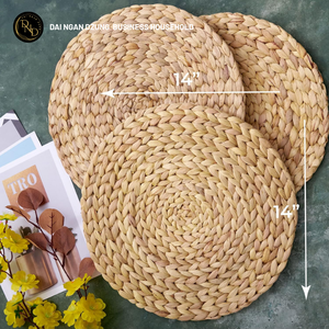 Set de table rond en jacinthe d'eau naturelle, design bohème, résistant à la chaleur, écologique - Product Image 2