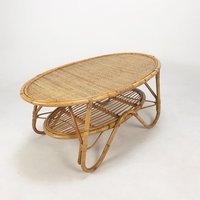 Table basse ovale en rotin naturel, prix bas, tables d'appoint en rotin, vente en gros
