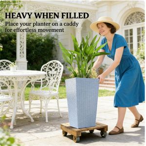Set di 3 Vasi Conici Grigio Chiaro per Esterni, Eleganti Fioriere per Decorazione Giardino - Product Image 2