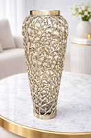Vase à fleurs classique Art Déco, grande taille, finition dorée, en aluminium écologique, décoration de sol, logo personnalisé, pour la maison