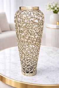 Jarrón de Flores de Aluminio con Acabado Dorado, Estilo Art Deco Clásico, Forma Alta y Grande, Decoración de Piso, Personalización con Temática Navideña - Product Image 2