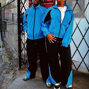 Survêtement unisexe couleur unie avec fermeture éclair intégrale, style streetwear, en polyester/coton, polaire imperméable, séchage rapide, idéal pour l'été - Product Image 4