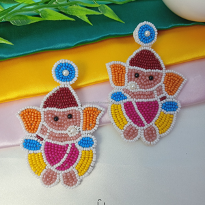 ต่างหูห่วงพู่ห้อยลูกปัดสไตล์โบฮีเมียนอินเดียทำด้วยมือของขวัญแต่งงานแบบคลาสสิกสำหรับผู้หญิงและเด็กผู้หญิง - Product Image 2