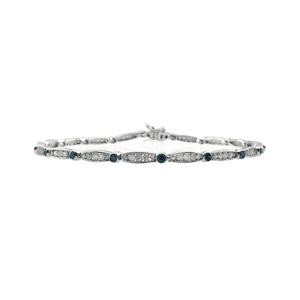 1.99 Carat Round Cut Natural White and Blue Diamond Tennis <b>Bracelet</b> for Womens 925 Sterling Silver 7.25-Inch - Product Image 1