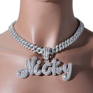 Custom <b>Name</b> Moissanite Letter Pendant 925 Silver Rhodium Plated Iced <b>Chain</b> Necklace Hip Hop Jewelry Hinduism Charms - Product Image 2