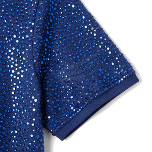 T-shirt personnalisé avec logo imprimé, strass solides, haute qualité, 100% coton respirant, coupe décontractée pour homme, vente en gros - Product Image 6