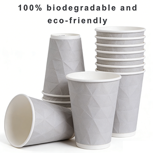 Gobelet à paroi ondulée en papier synthétique de qualité alimentaire jetable pour boissons chaudes avec manchon ondulé, couleur et taille personnalisées, vente en gros - Product Image 1