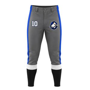 Pantalon de baseball gris bleu roi avec le numéro 10 et logo aigle brodé, coupe ajustée, tissu respirant, vêtements de sport performants - Product Image 1