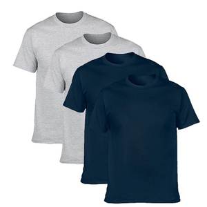 T-shirts en coton tricoté 100 % pour hommes, col rond, grandes tailles, personnalisables, manches courtes, couleur unie, anti-plis et respirants, plusieurs couleurs - Product Image 1