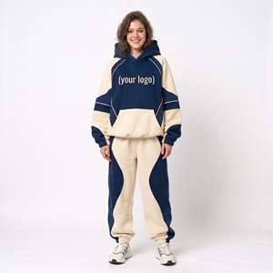 Conjunto Deportivo Personalizado, 20% Poliéster, 80% Algodón, Estilo Holgado, 2 Piezas, Felpa, Bordado de Moda, Invierno, Grueso - Product Image 5