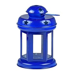 Axiom Home Accents Style marocain fait à la main bleu métal lanterne décoratif bois bougeoir et pot pour la décoration de la maison de noël - Product Image 1