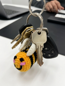 Handmade Crochet Wool Bumble Bee Keychain Cute Amigurumi Animal <b>Keyring</b> Soft Plush Bee Bag <b>Charm</b> Kids Thanksgiving Gifts - Product Image 3