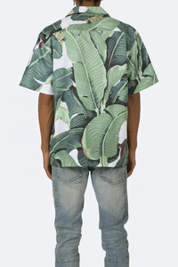 Chemises hawaïennes en coton OEM, impression personnalisée, manches courtes, chemises décontractées pour hommes, été - Product Image 3