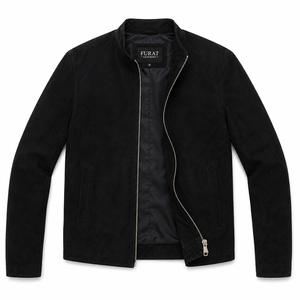 Blouson de motard en cuir noir mat OEM pour homme, style décontracté, col montant, fermeture éclair, coupe-vent, respirant, écologique - Product Image 4
