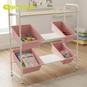 Organisateur d'outils moderne carré à 4 tiroirs en métal avec étagère, finition brillante - Product Image 2