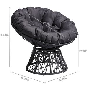 Sedia Papasan Ergonomica Girevole in Vimini da 38 Pollici con Cuscini Spessi Trapuntati, Sedia a Dondolo Girevole a 360 Gradi per Soggiorno e Camera da Letto - Product Image 4