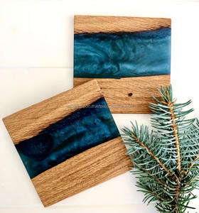 Sous-verres modernes en résine époxy et bois, ensemble de sous-verres pour bar, cuisine, cadeau de pendaison de crémaillère - Product Image 4