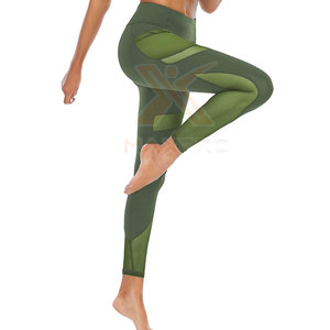 Pantalon de yoga taille mi-haute uni pour femme, respirant, écologique, en Spandex/Polyester, marque privée - Product Image 4