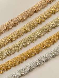 DIY Clothes Sewing Zig Zag <b>Trimming</b> 5mm Curtain Ribbon Costume Textile Embellishment Metallic <b>Ric</b> <b>Rac</b> Gold Lace Sequins Shoes - Product Image 2
