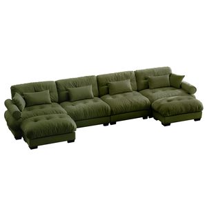Divano Sezionale Moderno a U in Velluto, 4 Posti, con Pouf Mobili, Convertibile, Profondo e Confortevole, Imbottito per Soggiorno - Product Image 5