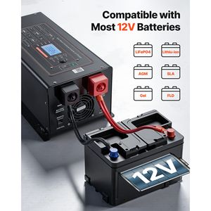 Inverter a Onda Sinusoidale Pura 3000W con Caricabatterie da 12V DC a 120V AC, Display LCD, Telecomando, Uscita 220V, Ingresso 24V - Product Image 4