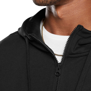 Sweat-shirt à capuche zippé noir surdimensionné pour homme, en molleton épais, coupe décontractée, style streetwear - Product Image 5