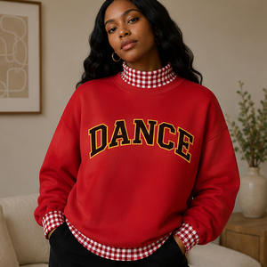 Sudadera Oversize de Cuello Alto para Mujer con Logotipo Personalizado Bordado, Detalle a Cuadros en Cuello y Puños, Forro Polar Cálido - Product Image 2