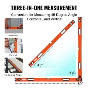Set di Livelle Meccaniche in Lega di Alluminio Magnetico 78/48/32/24/16/10mm con Bolla d'Aria e Righello, Livella Torpedo 45/90/180 Gradi - Product Image 4