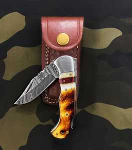 Cuchillo de Bolsillo Plegable de Acero de Damasco de Alta Calidad, con Mango de Hueso Industrial, Personalizado, de Alta Calidad y Más Vendido - Product Image 1