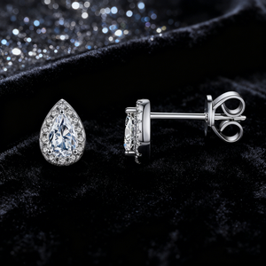 Pear Cut Moissanite <b>Stud</b> Earrings Women's Classic Water Drop Shape Claw Setting Wedding Jewelry S925 Sterling <b>Silver</b> - Product Image 6