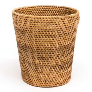 Modern Rattan Waste Bin For Office Desk And Living Room Handmade Eco Friendly Wicker <b>Dustbin</b> Basket Design - Product Image 2