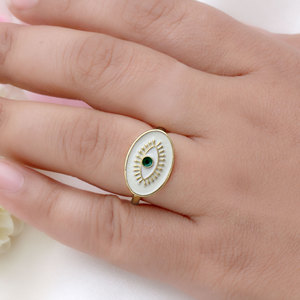 Wholesale 925 Sterling Silver 14K Gold Plated Devil's Eye Enamel <b>Fine</b> <b>Ring</b> Jewelry for Women Party & Gift Occasions - Product Image 5