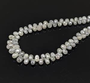 ลูกปัดเพชรขาวธรรมชาติทรงหยดน้ำขนาด 2.5-4 มม. จำนวน 100 เม็ด รับรองโดยบุคคลที่สาม ยี่ห้อ Lustre สำหรับทำเครื่องประดับ - Product Image 1