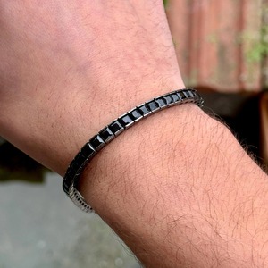 Bracelet tennis en moissanite noire, bracelet carré en moissanite noire, argent sterling 925, diamant personnalisé - Product Image 4