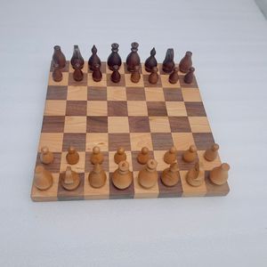Luxury Solid <b>Wood</b> Chess Board With Walnut Finish And Modern Design Used For Adults Kids Strategy <b>Game</b> Lovers - Product Image 3