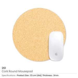 Tapis de souris ronds en liège écologiques, durables et éco-responsables pour le bureau et une utilisation confortable sur ordinateur - Product Image 3