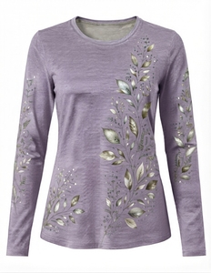 Camisetas transpirables de alta calidad para mujer, corte regular, ajuste casual, manga larga, para verano, precio al por mayor. - Product Image 5