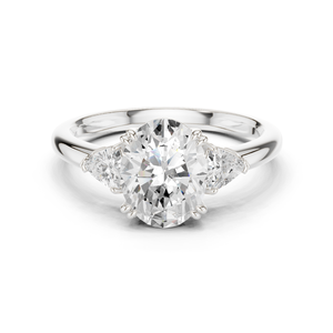 Anillo de Compromiso de Lujo con Tres Diamantes Corte Marquesa, Plata Vintage, Certificado IGI, Joyería Fina para Aniversario o Boda - Product Image 1