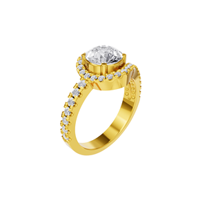 Bague de fiançailles et d'anniversaire Aarinya Sovereign Teardrop Suite en or 14 carats avec diamant de laboratoire certifié IGI et halo pavé solitaire - Product Image 4