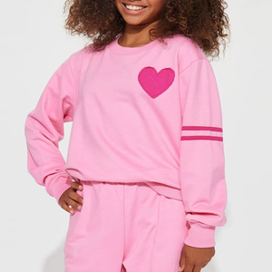 Ensemble de survêtement en coton rose pour femmes grandes tailles, col rond, manches longues, coupe ample, couleur unie, vêtements décontractés d'automne avec poches latérales - Product Image 3
