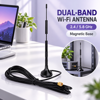 Antena Magnetik WiFi 2.4GHz 5.8GHz Eksternal Coil Whip dengan Pilihan Panjang Kabel untuk Router dan Modul Jaringan Nirkabel