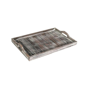 Bandeja Rectangular de Madera para Servir con Asas de Metal, Diseño Minimalista, Plato de Madera Maciza Resistente - Product Image 5