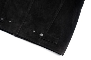 Men's <b>Black</b> <b>Suede</b> Bomber <b>Jacket</b> Casual Turn-down Collar Zipper Closure Regular Fit Autumn Wear - Product Image 5